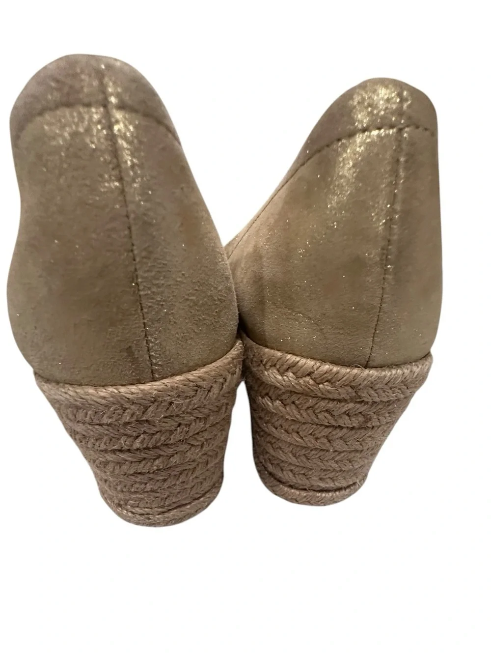 Jack Rogers Palmer Espadrilles Wedge Shoes Country Club Prep Gold Leather Size 8